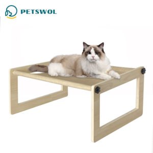 PETSWOL Breathable Cat Bed Wooden Cat Hammock_0