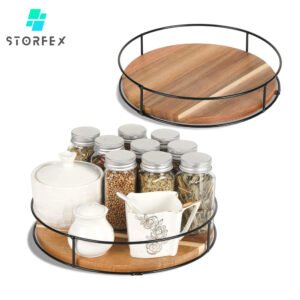 STORFEX 9 Inch Wood Lazy Susan Organizer - Premium Wooden Turntable_0