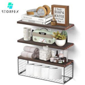 STORFEX Wall Organizer with Basket - Stylish and Space-Saving Wall Mounted Shelves_0