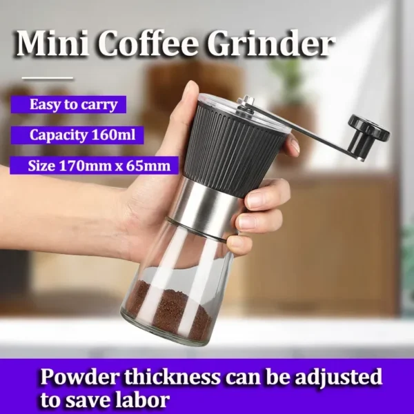 Mini Manual Coffee Grinder Glass Portable Outdoor Coffee Machine Ceramic Grinding Core Pepper Grain Mill Coffeeware for Kitchen