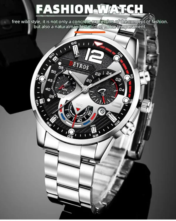 Fashion Mens Watches Luxury Stainless Steel Quartz Wristwatch Calendar Luminous Clock Men Business Casual Watch Reloj Hombre